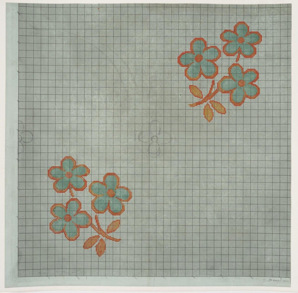 Hand-drawn Cross-stitch Flower Pattern