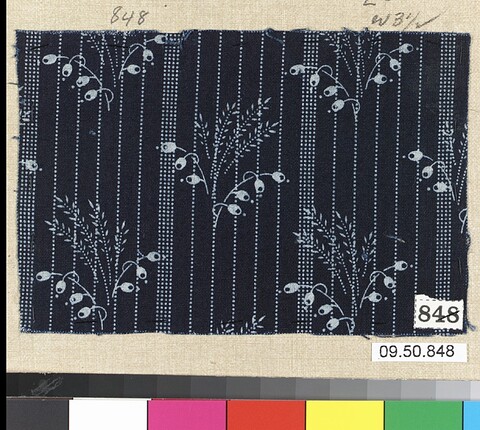 Indigo Floral Striped Textile Swatch