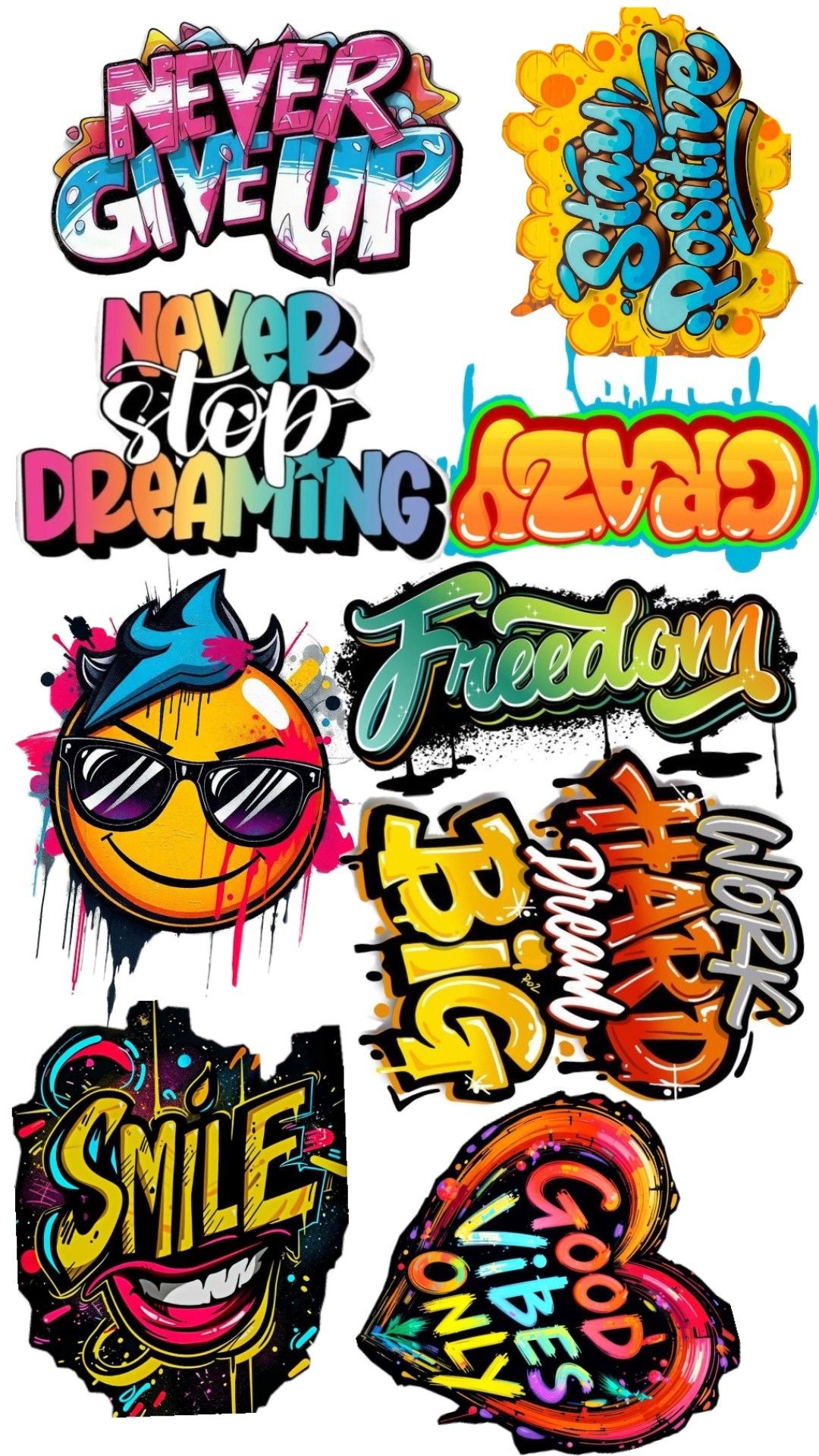 Motivational Graffiti Text Art Collection
