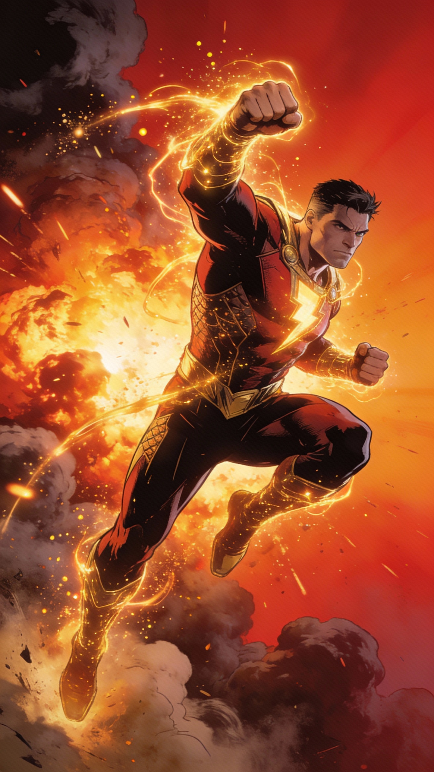 Shazam Charging From Explosion