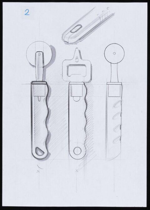 Hand-drawn Kitchen Tool Design Sketches