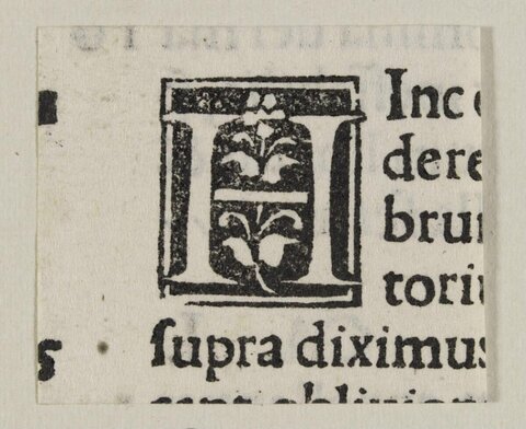 Early Printed Woodcut Initial Text Fragment