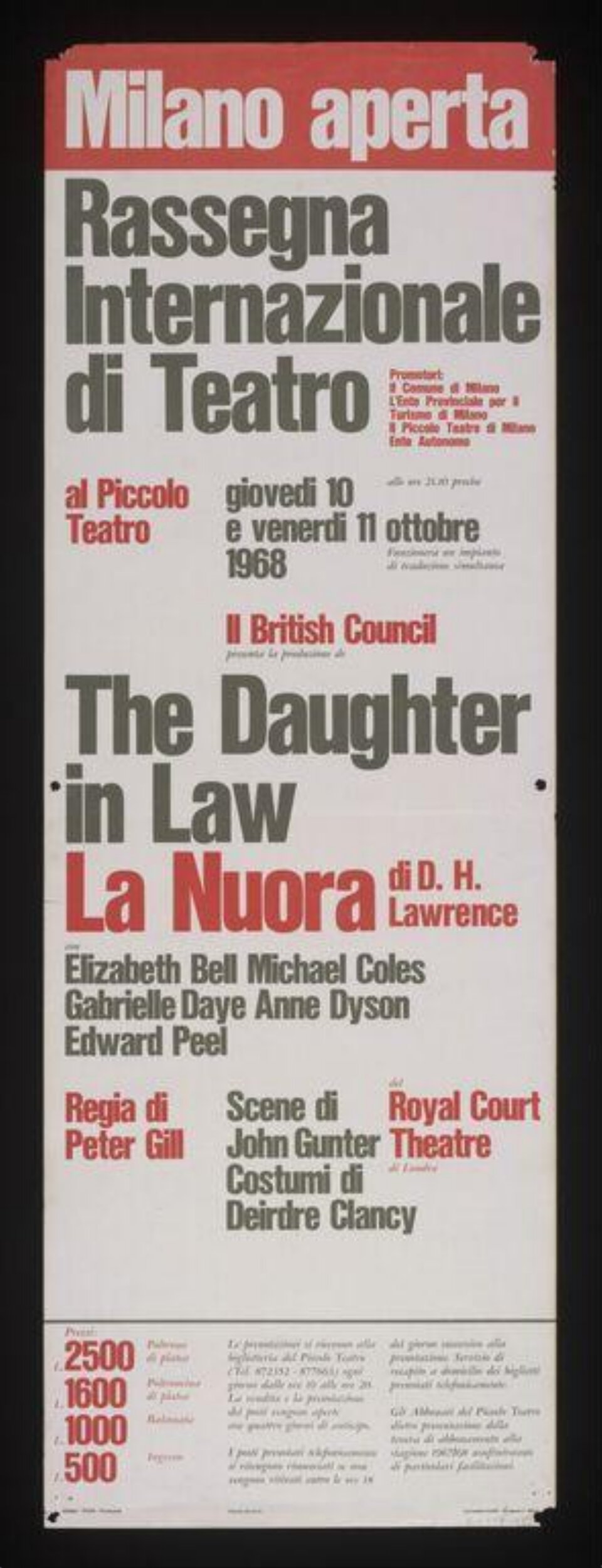 1968 Milan International Theatre Poster
