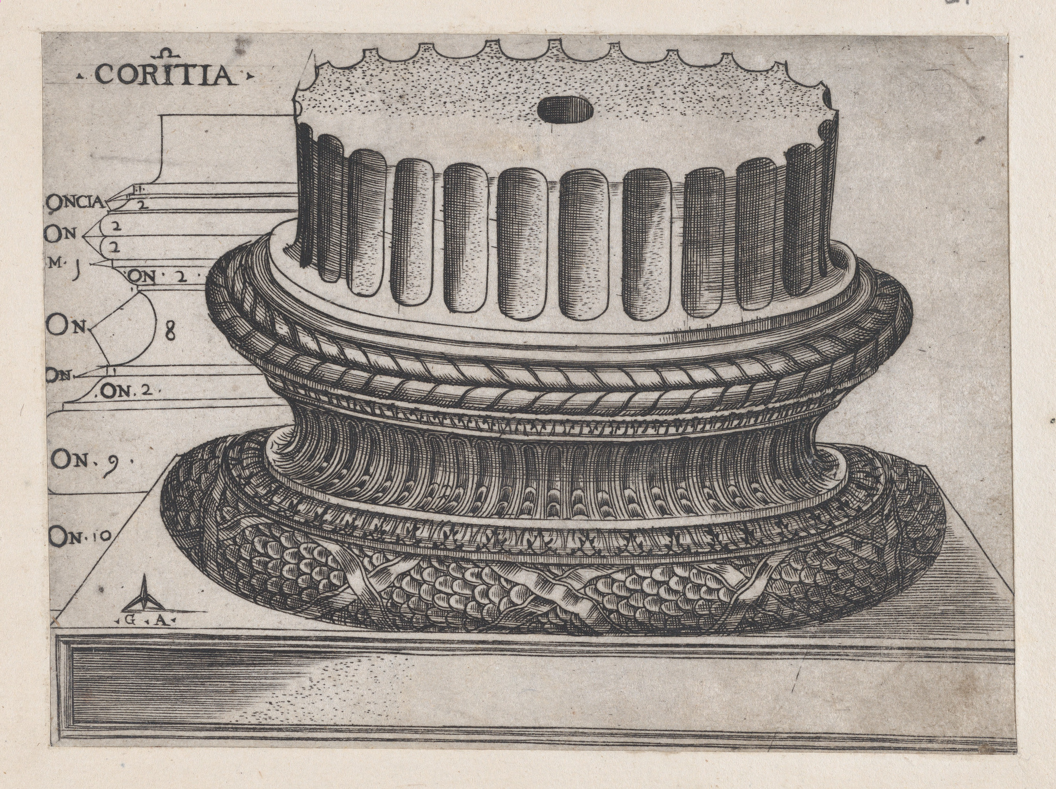 Engraved Corinthian Column Base