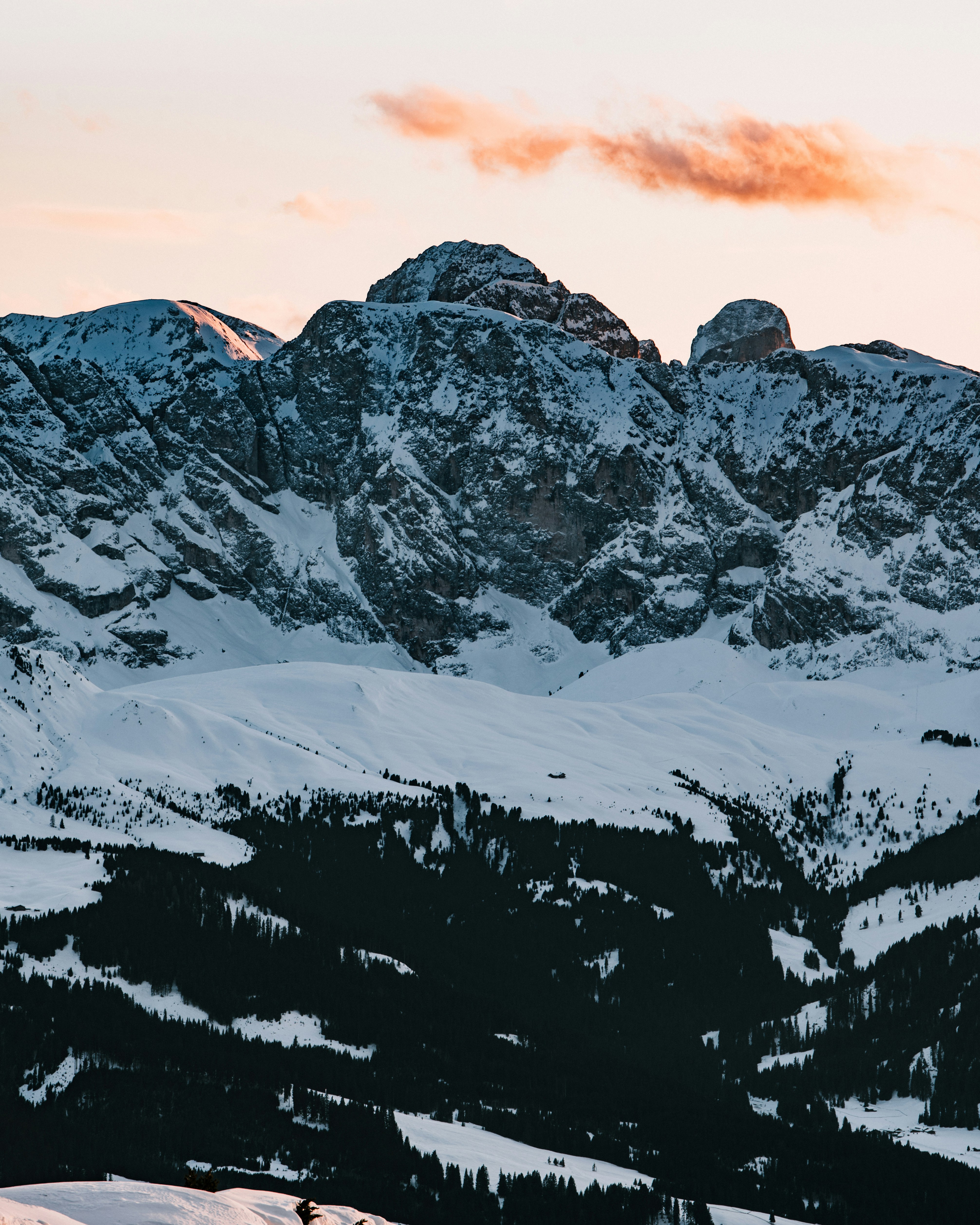Snow-Covered Mountains at Sunset