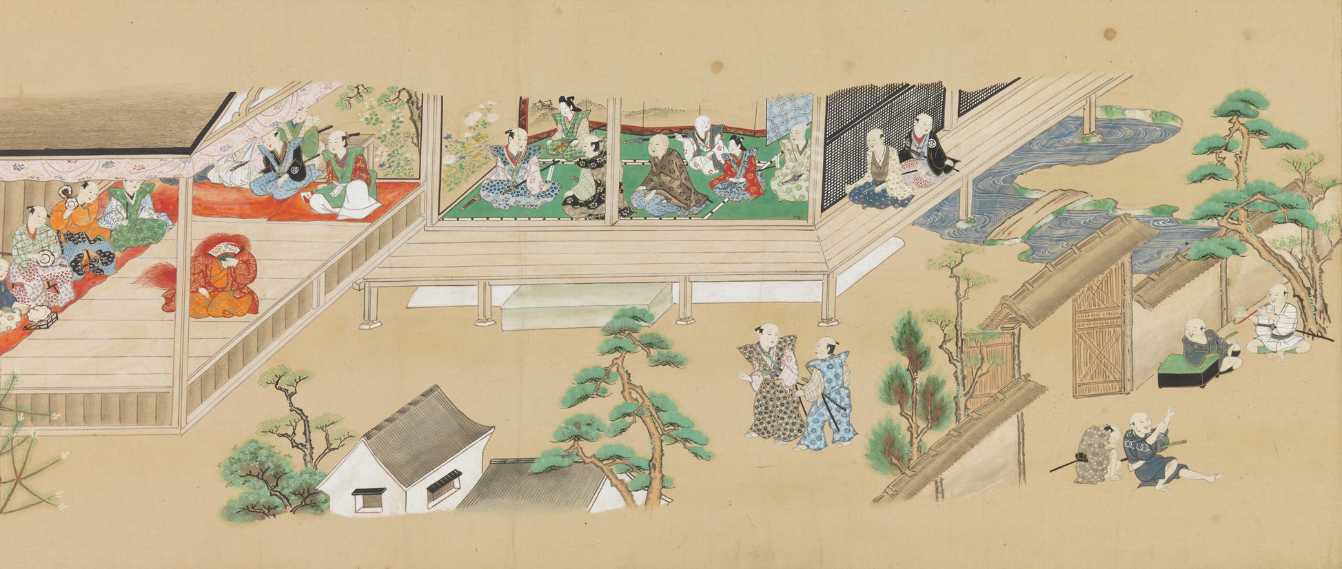 Traditional Japanese Gathering Scroll Painting