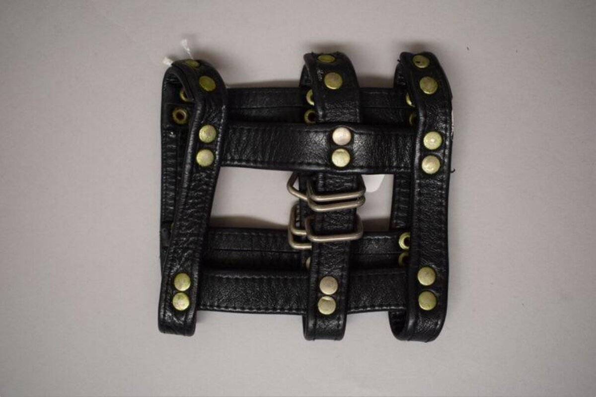 Folded Black Studded Leather Belt