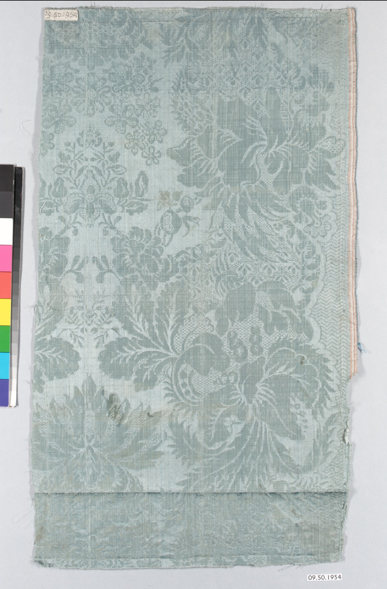 Light Blue Damask Textile Fragment