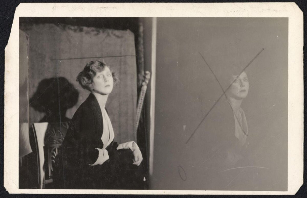Vintage Double Exposure Portrait of Woman