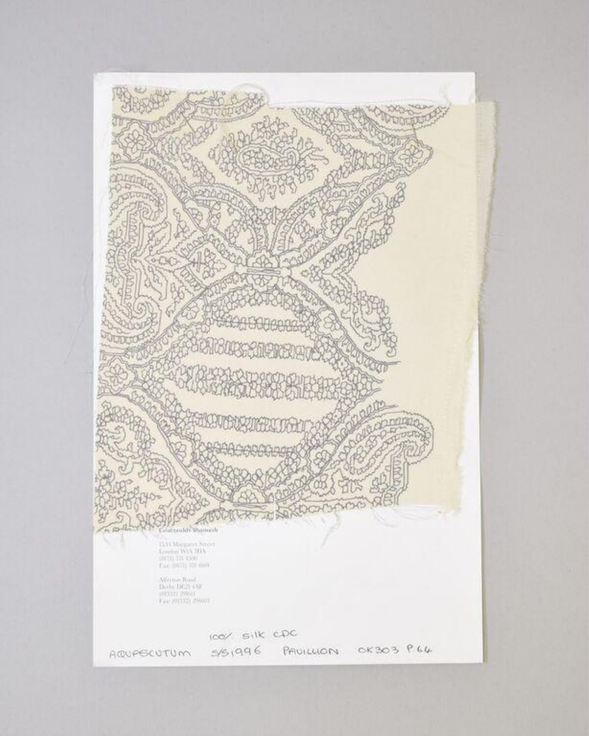 1996 Silk Paisley Fabric Swatch Card