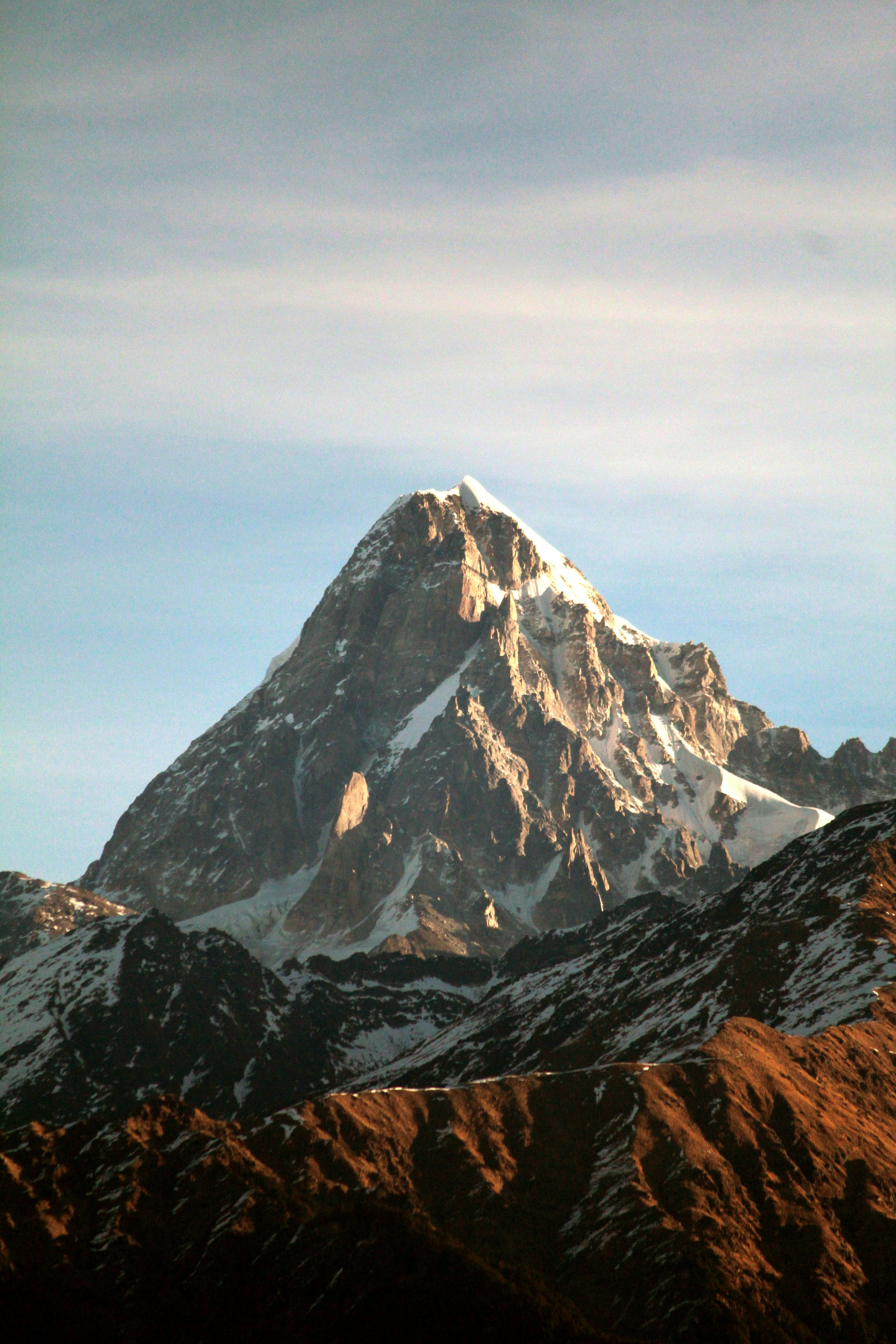 Sunlit Snow-capped Mountain Peak