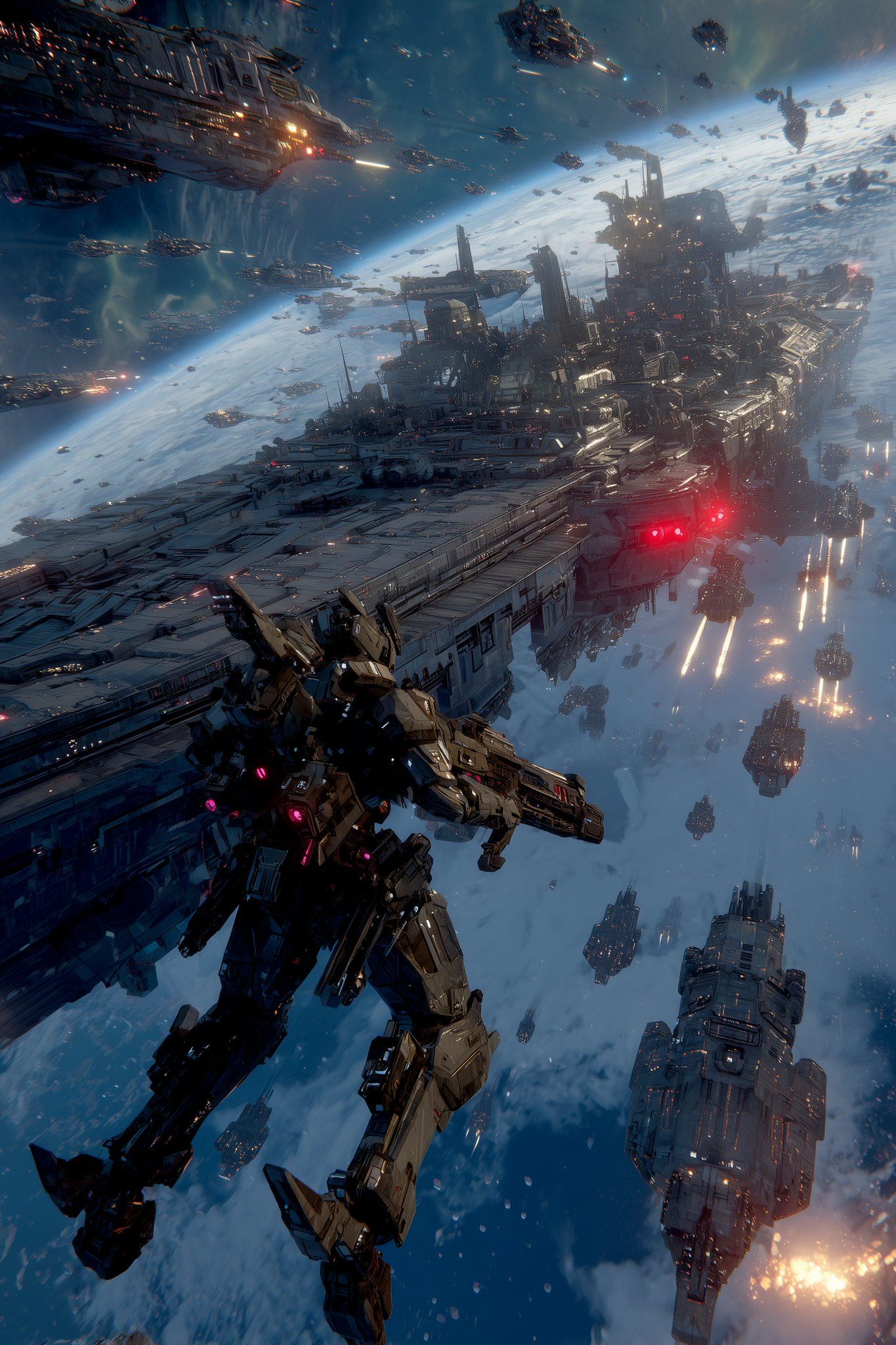 Space Battle of Mecha and Warships