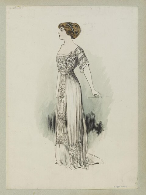 Edwardian Evening Gown Fashion Sketch