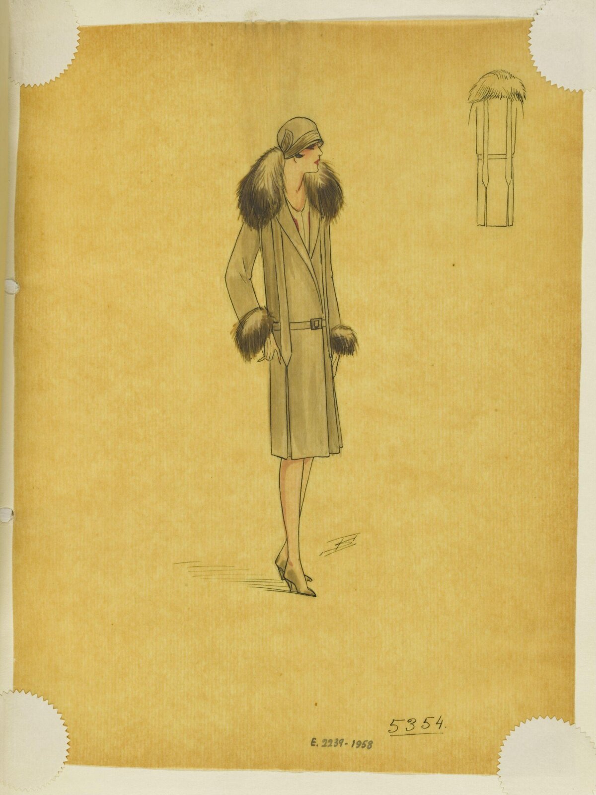 1920s Women's Coat Fashion Sketch
