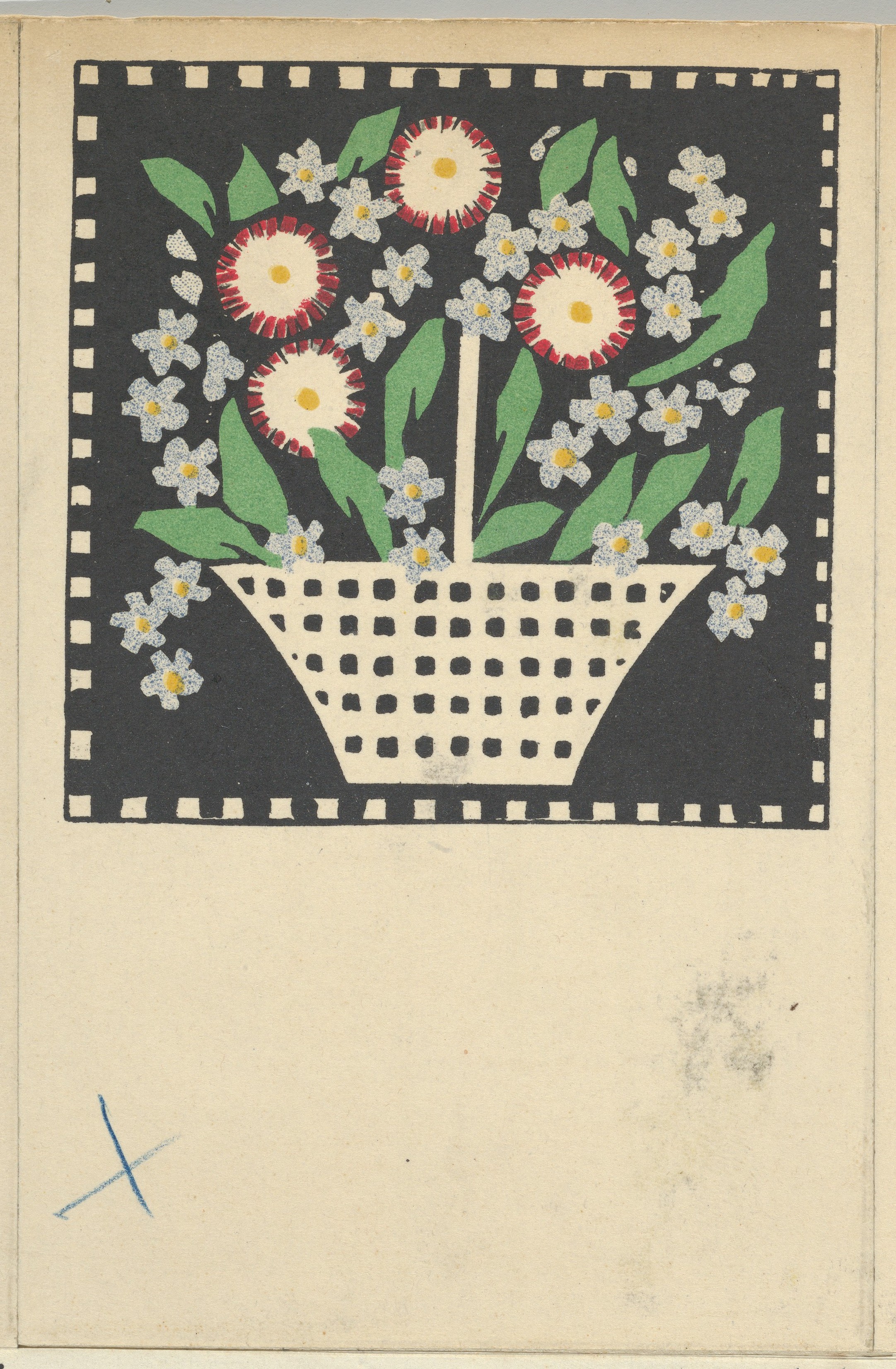 Flower Basket Block Print