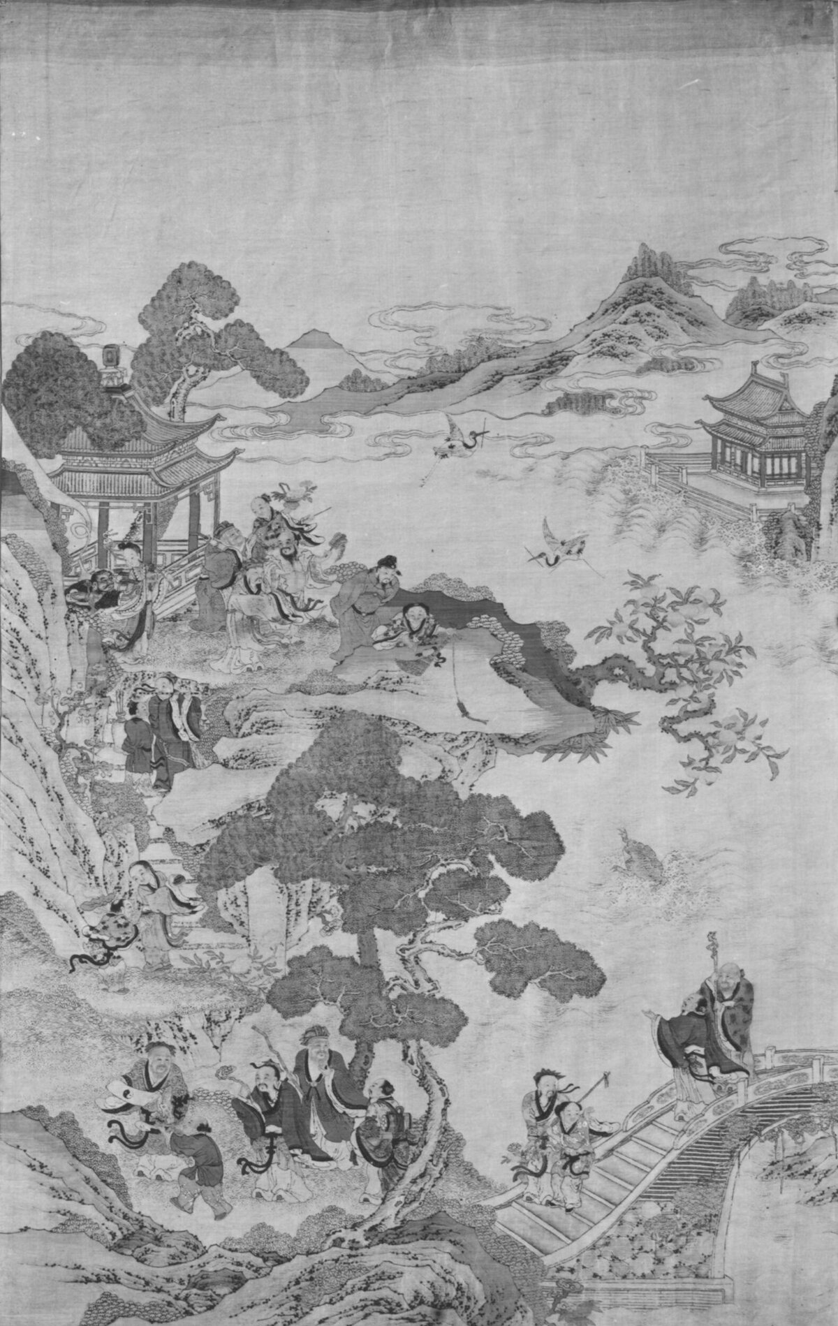Chinese Painting of Immortals' Birthday Gathering