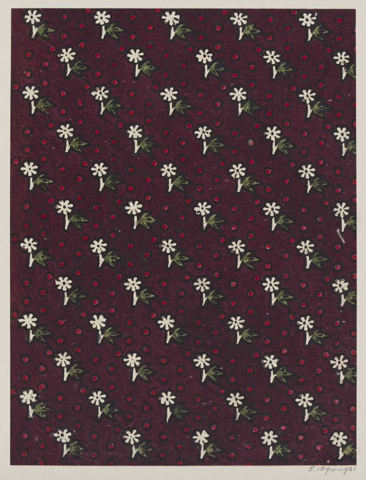 Burgundy Small Floral Textile Pattern