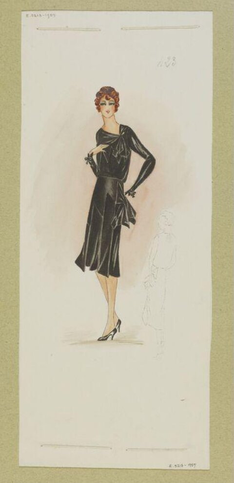 1920s Black Dress Fashion Sketch