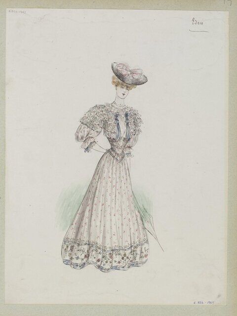 Edwardian Women's Dress Fashion Sketch