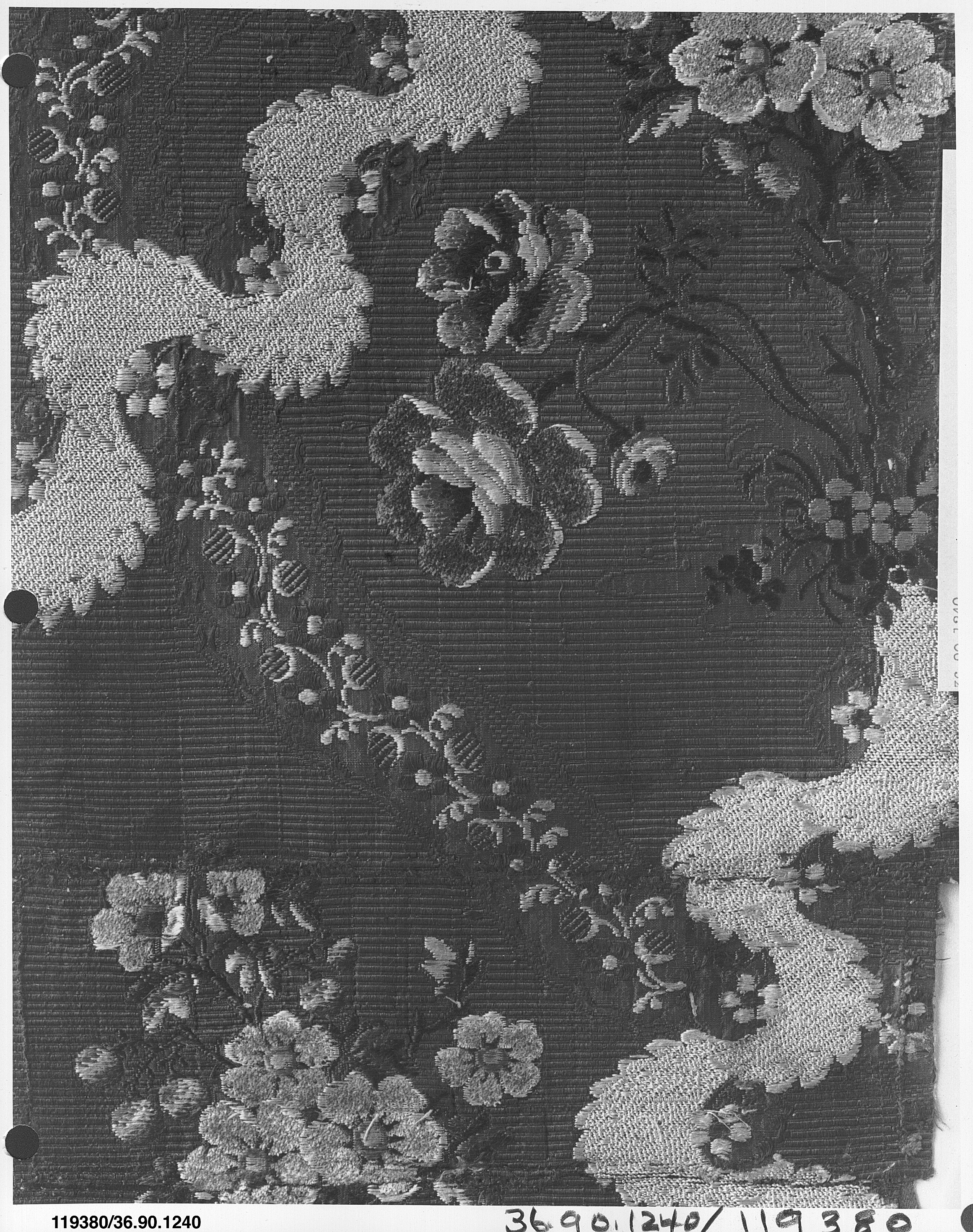 Antique Floral Brocade Textile Fragment