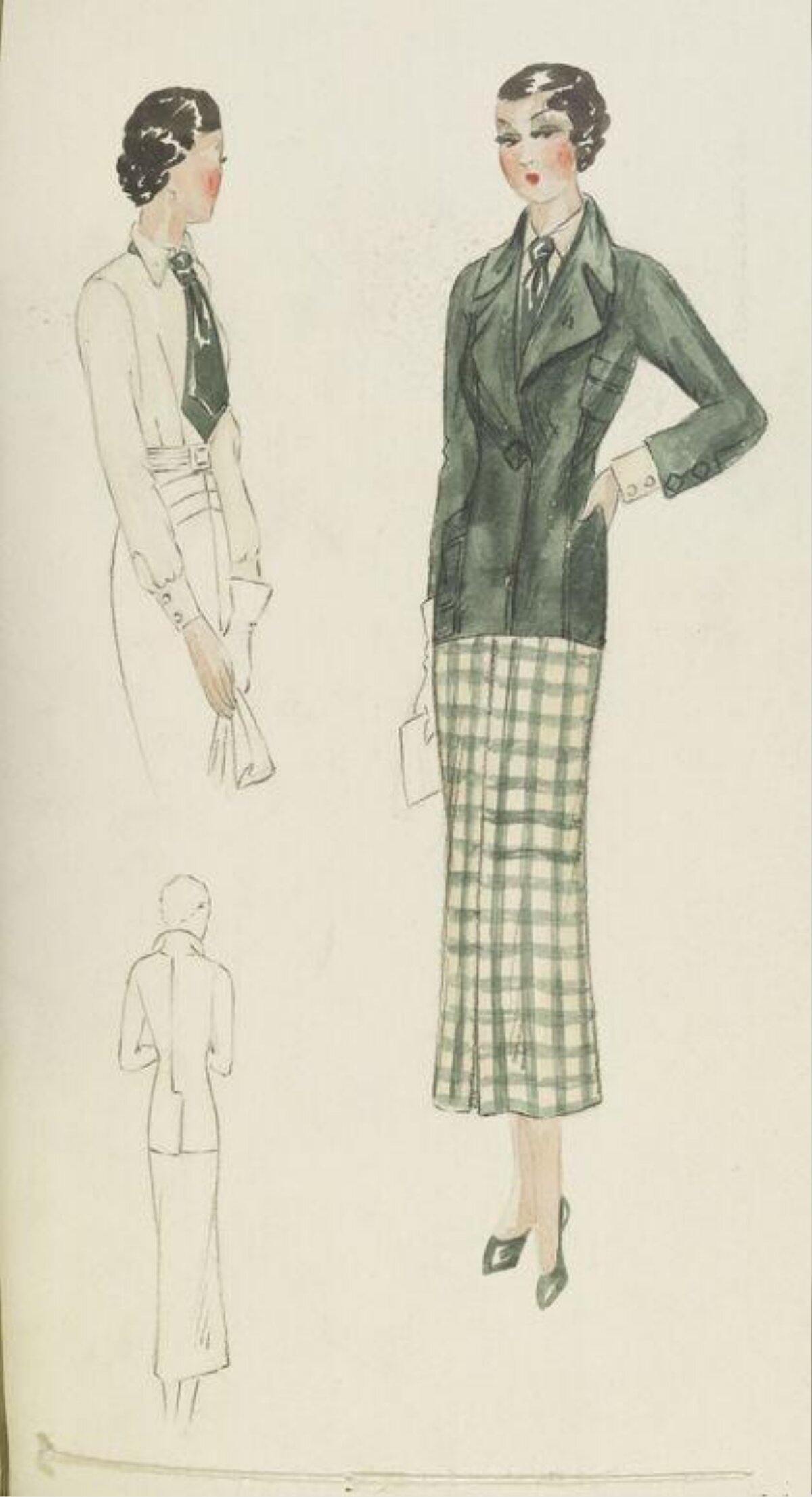 1930s Women's Fashion Design Sketch