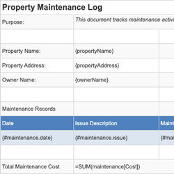 Property Maintenance Log