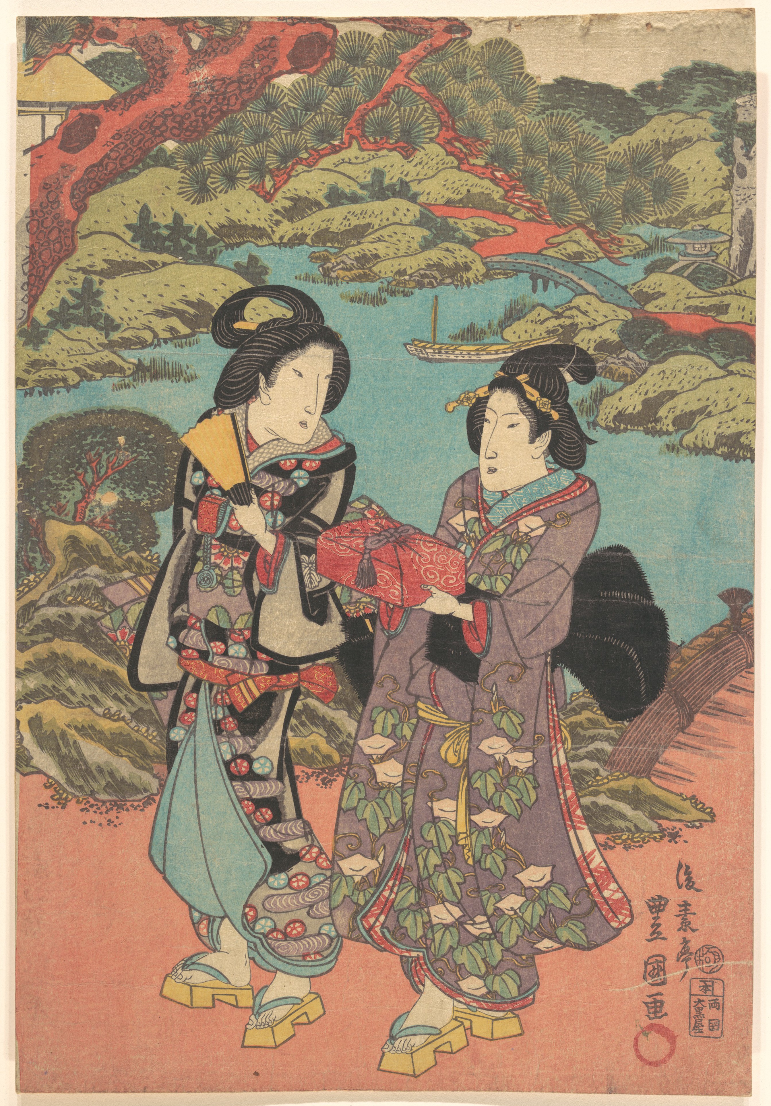 Japanese Ukiyo-e Two Women by River