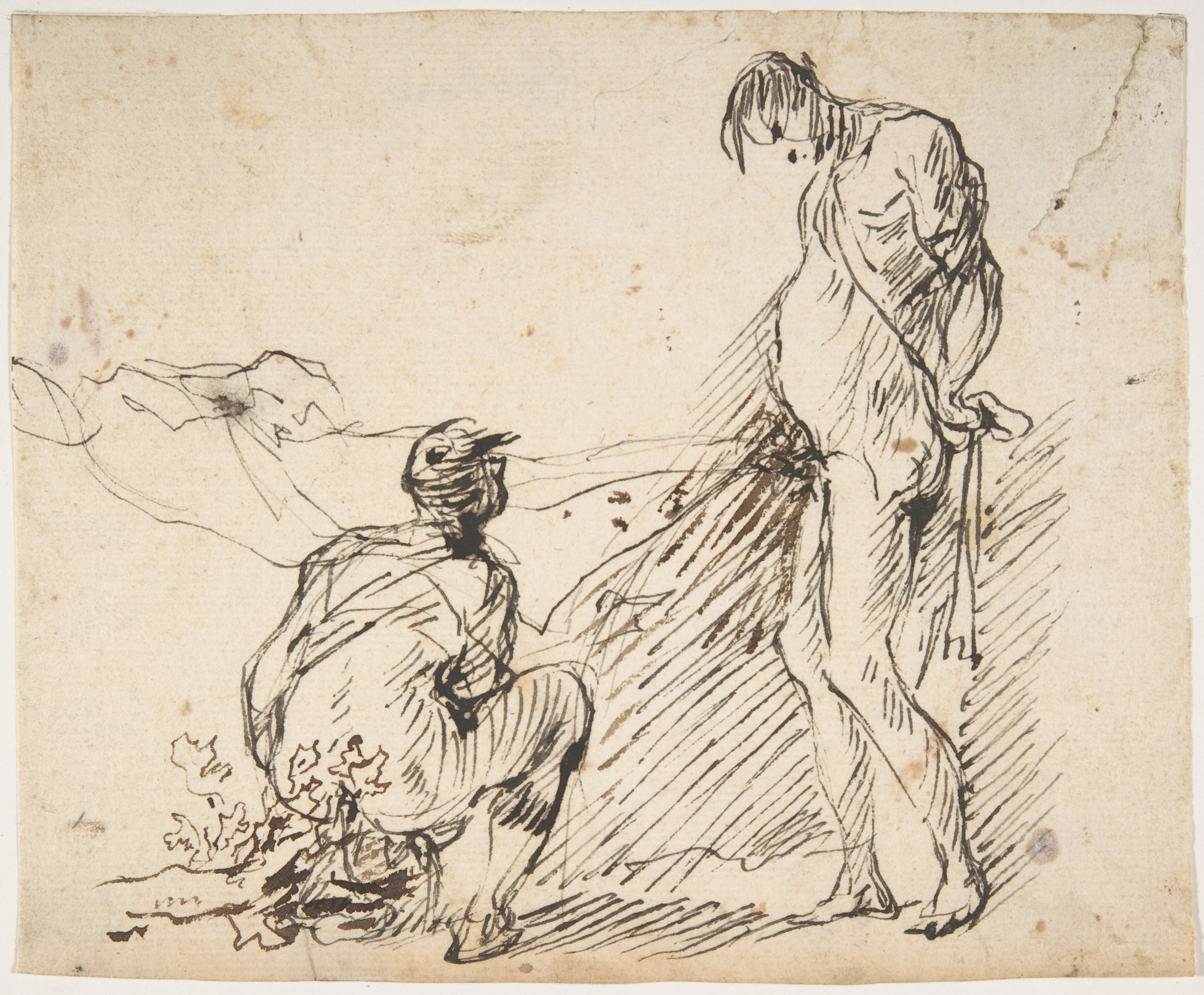 Ink Sketch of Two Working Figures