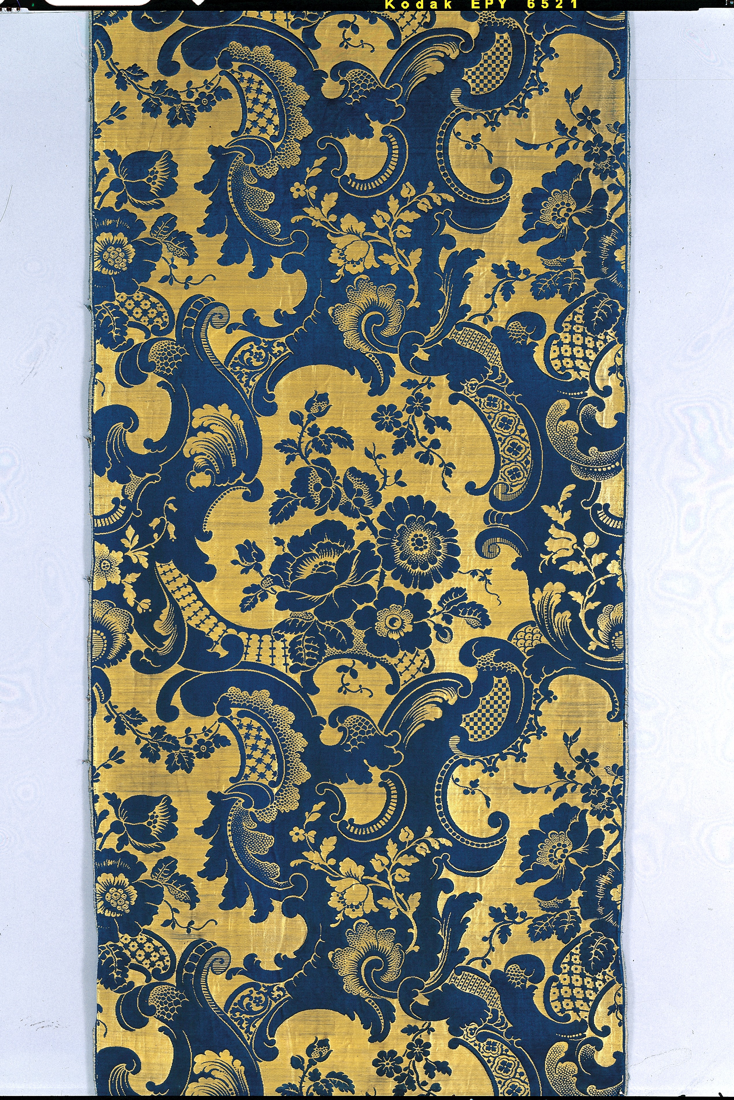 Blue and Gold Vintage Floral Textile