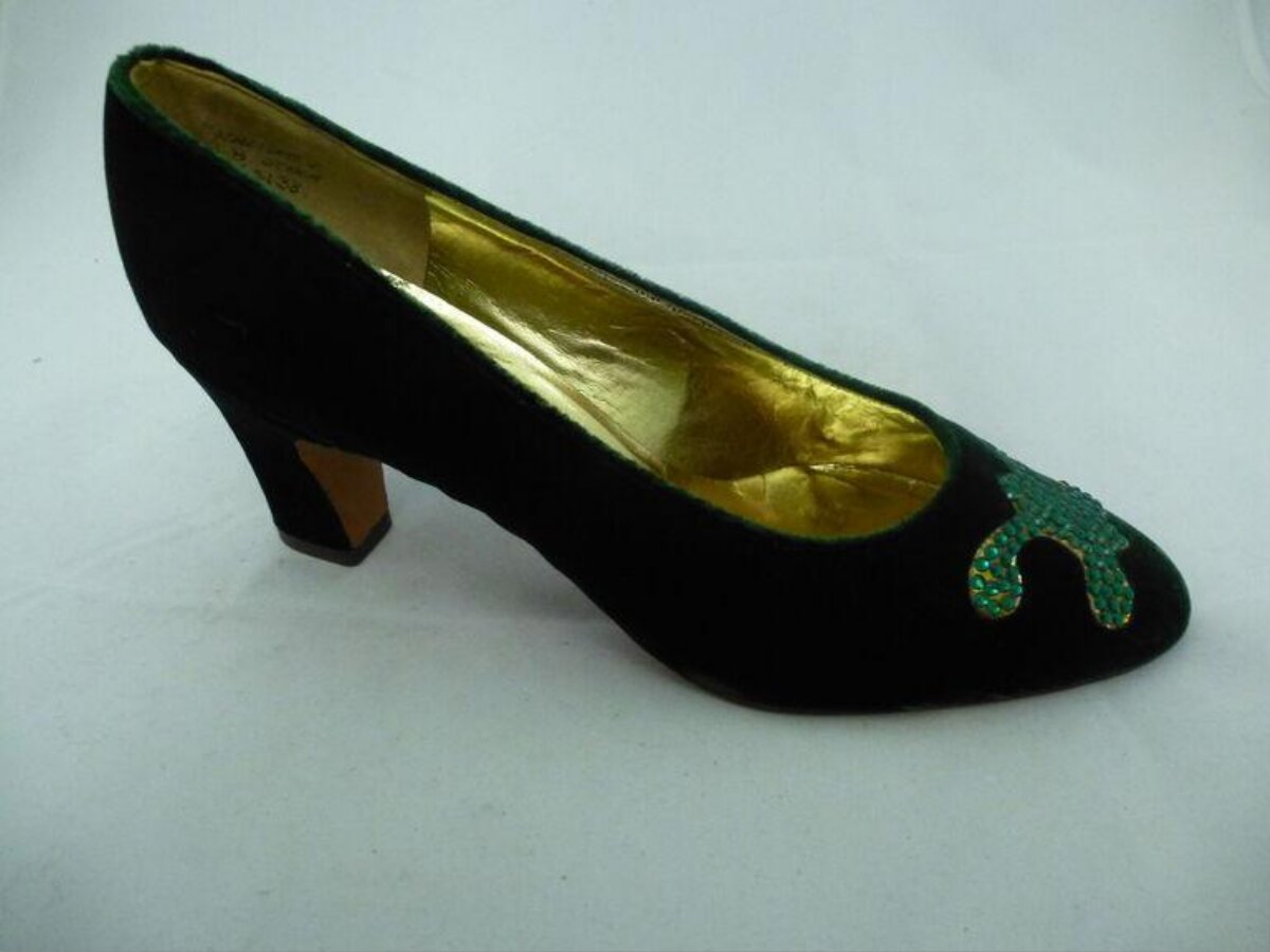 Dark Green Beaded High Heel Pump