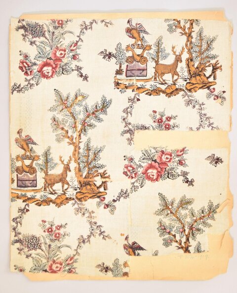Vintage Floral Animal Printed Fabric Sample