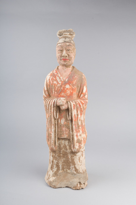 Ancient Painted Pottery Standing Figurine