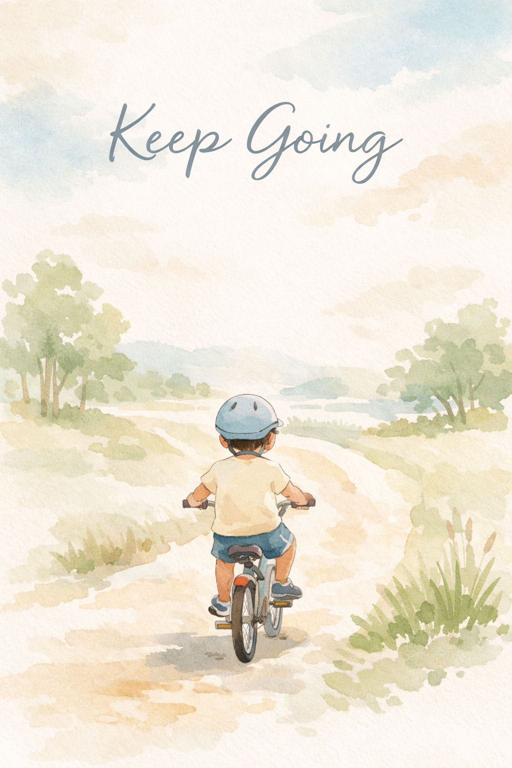 Keep Going: Boy Cycling On Path