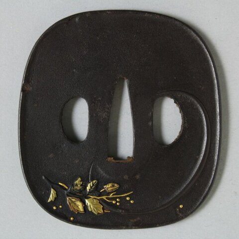 Japanese Iron Gold-inlaid Tsuba