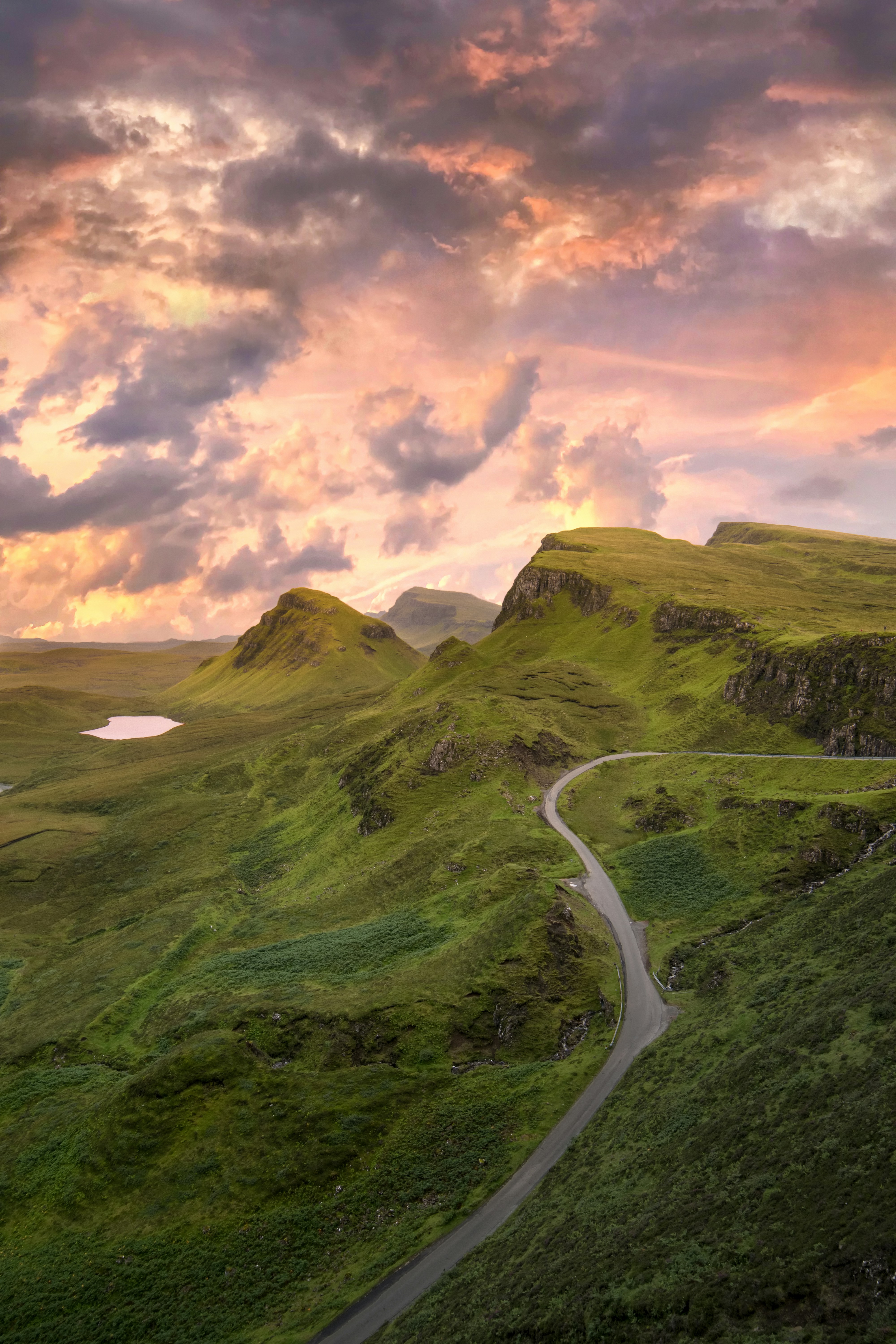 Highland Hillside Road at Sunset