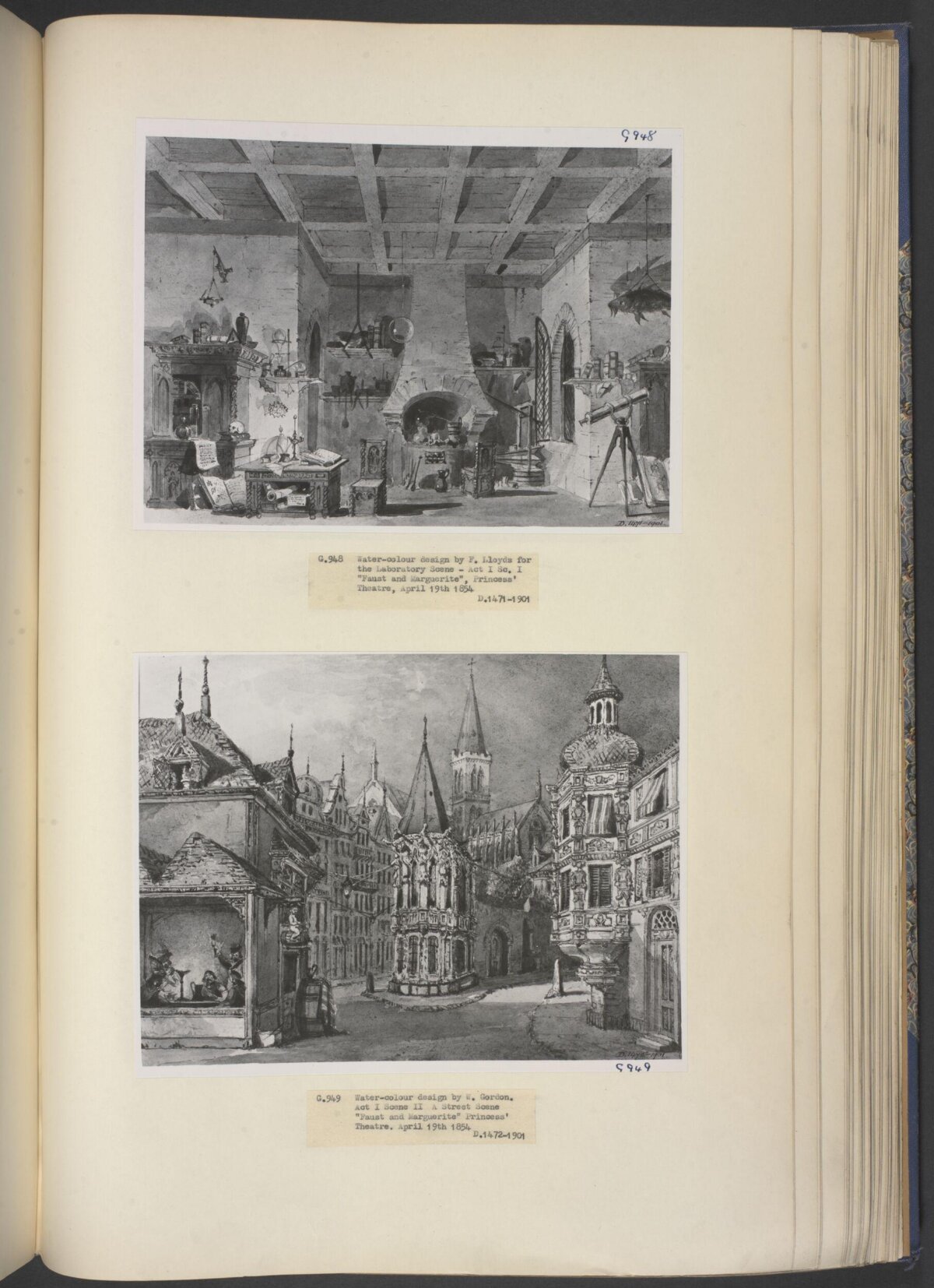 Two 1854 Faust Stage Set Designs