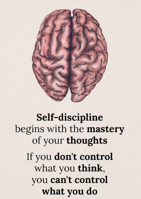 Self-Discipline Quote and Brain Illustration