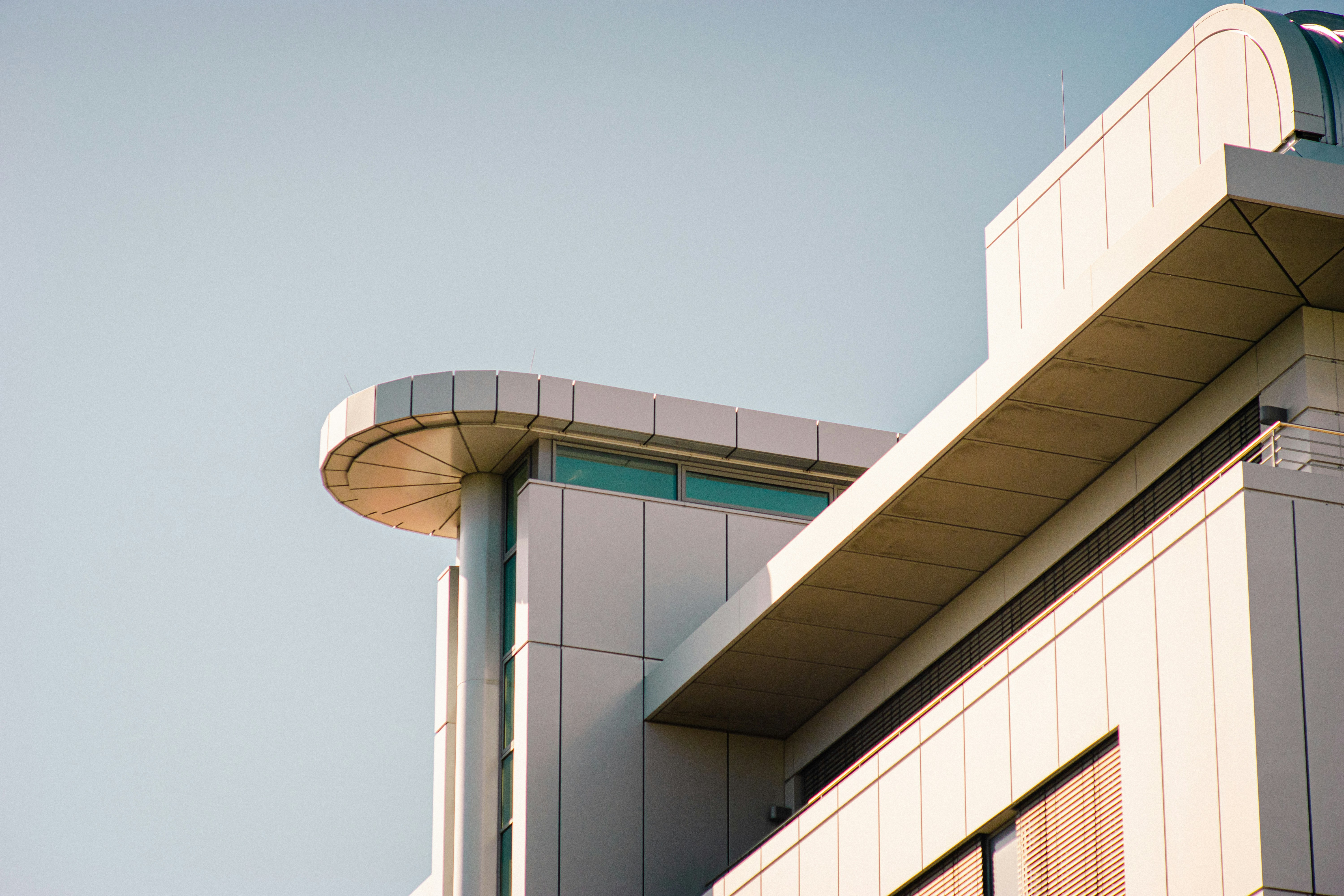 Modern Building Rooftop Under Clear Sky