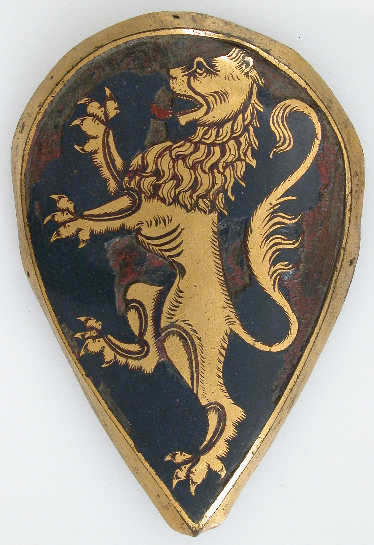 Medieval Golden Lion Heraldic Shield