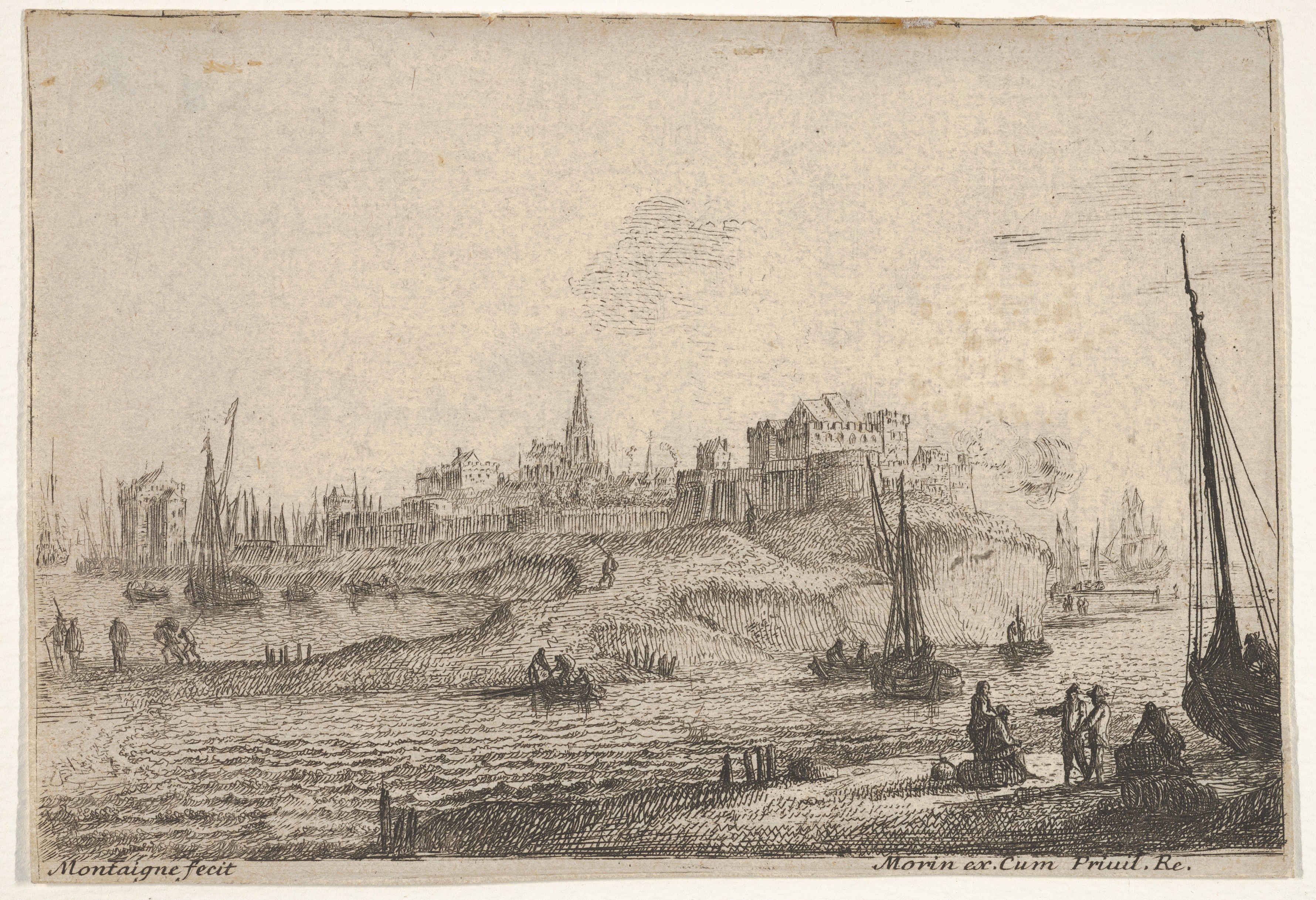 Riverside Harbor City View Etching
