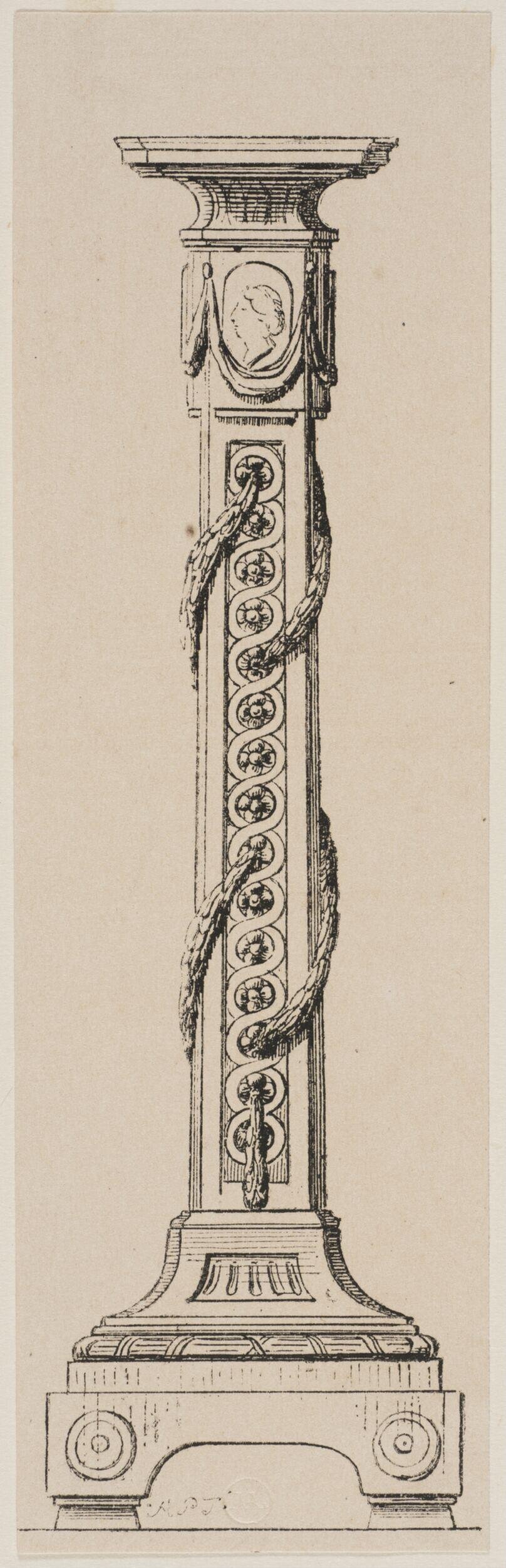 Ornate Decorative Pedestal Line Drawing
