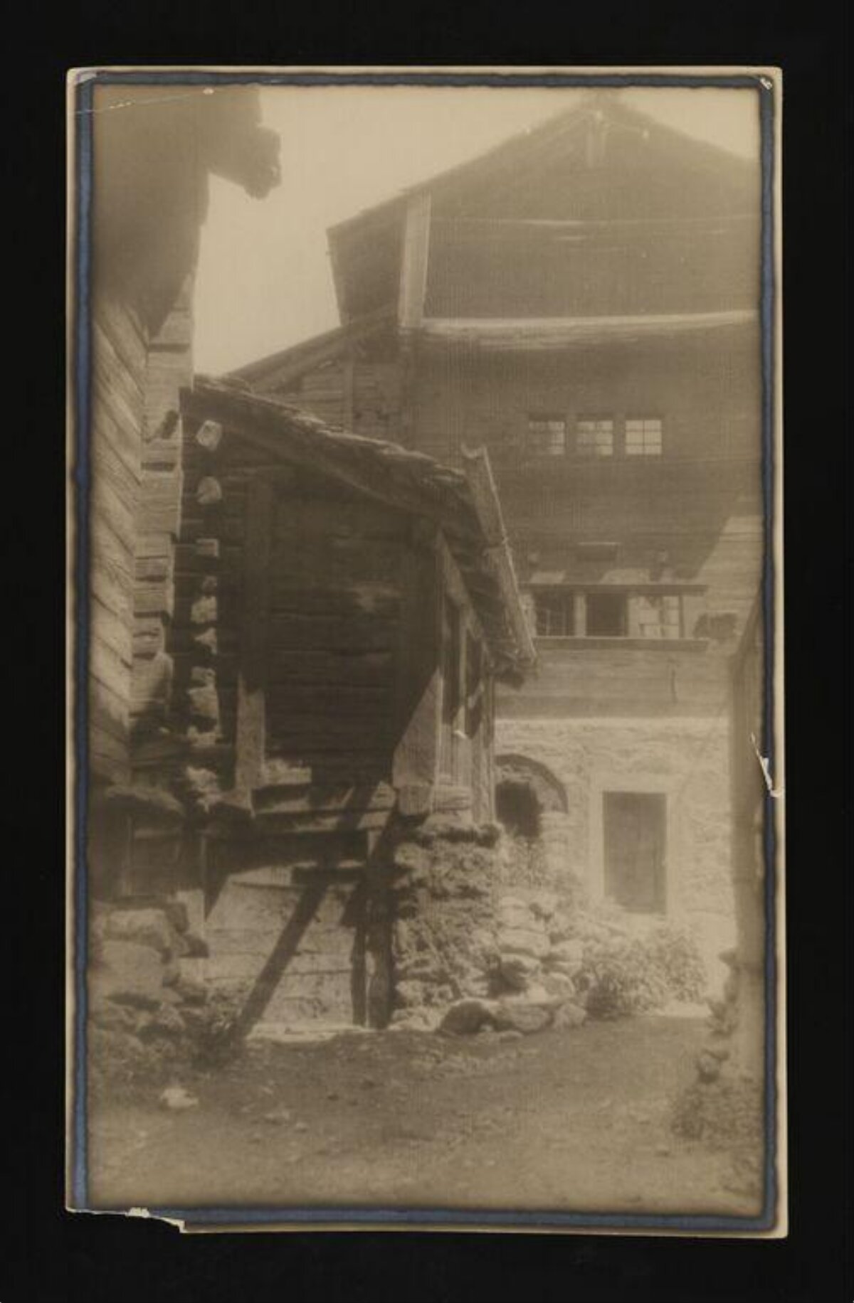 Vintage View of Wooden Rural Houses