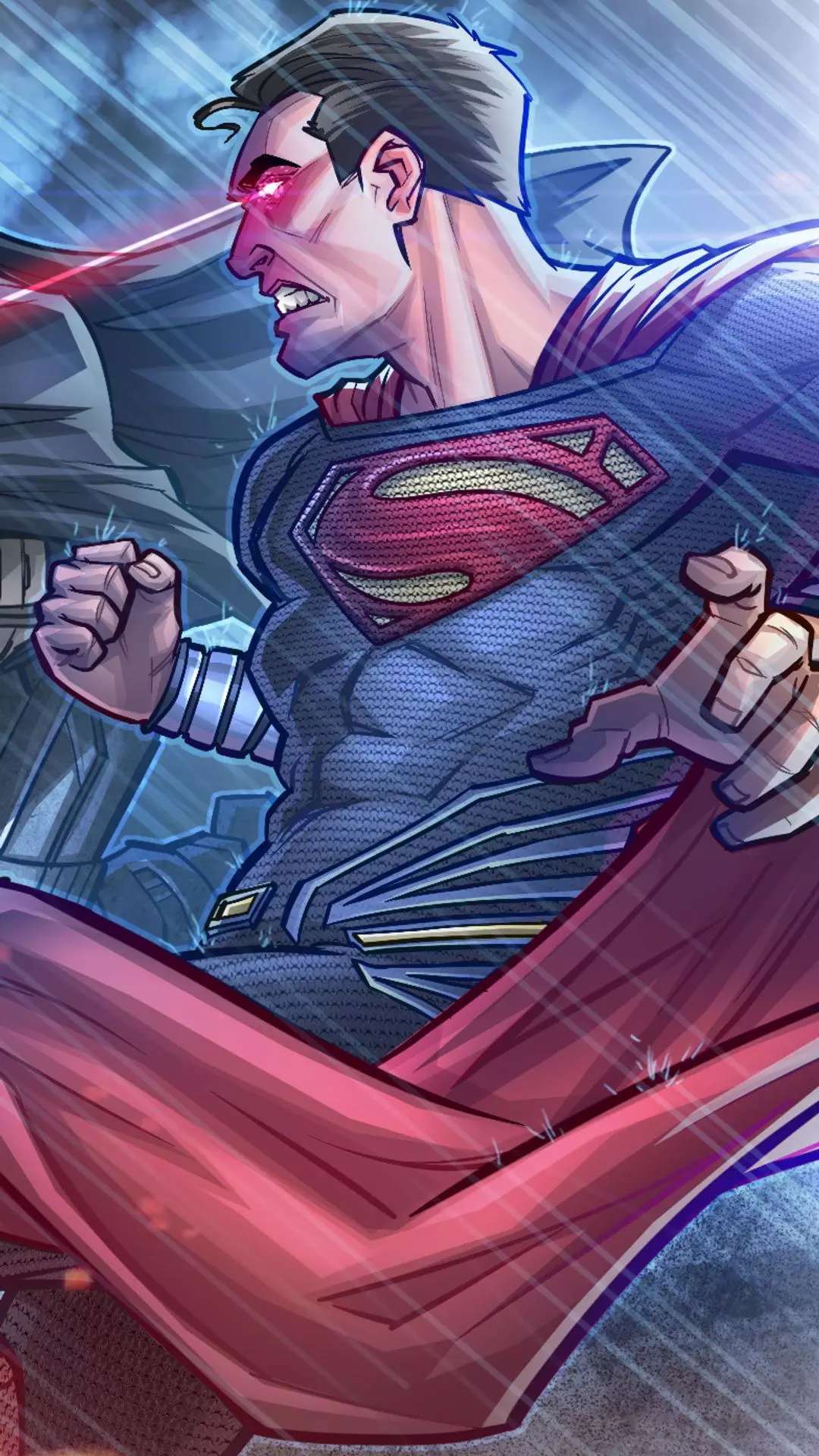 Angry Superman in Rain