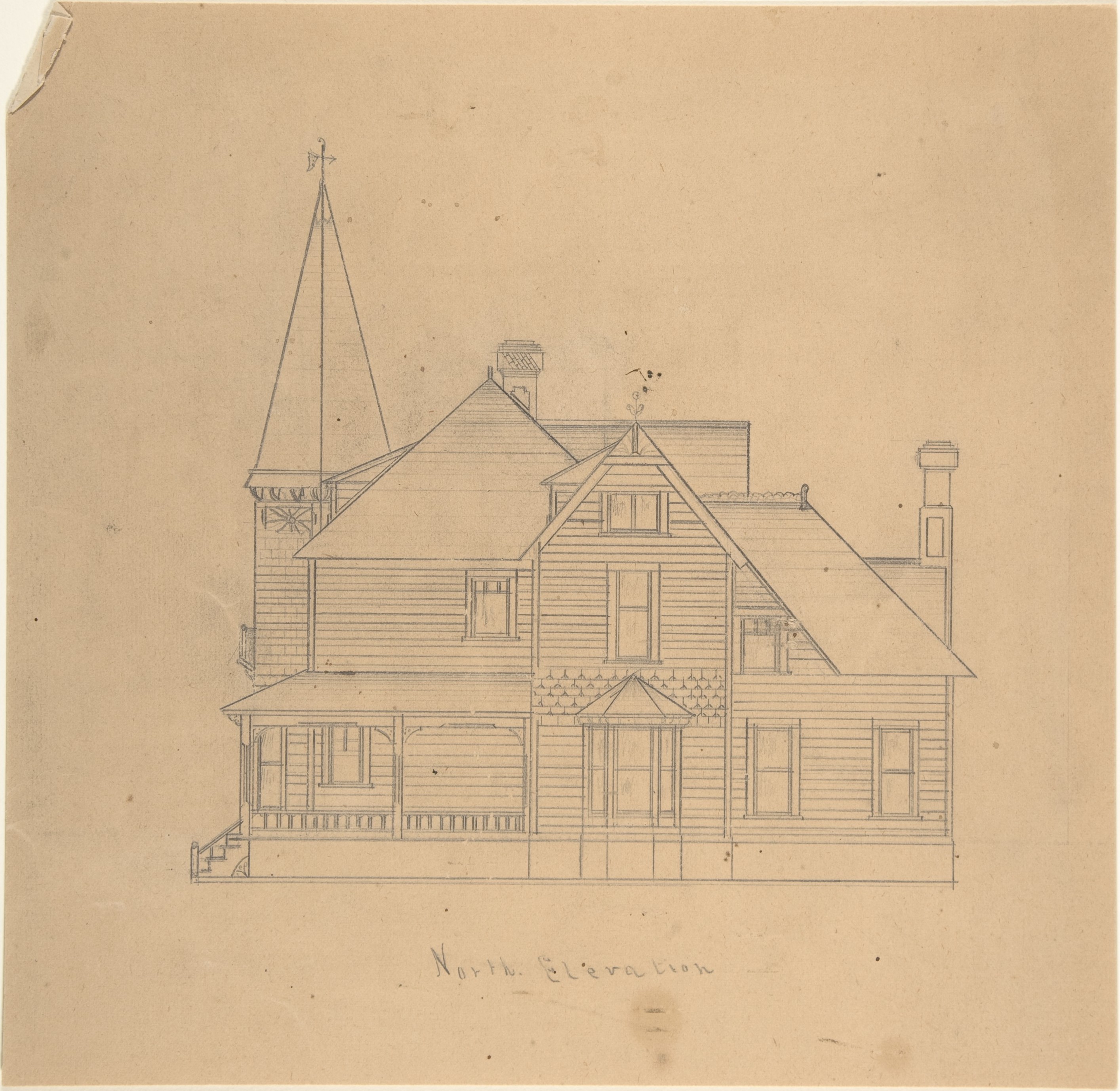 Architectural Sketch of House North Elevation