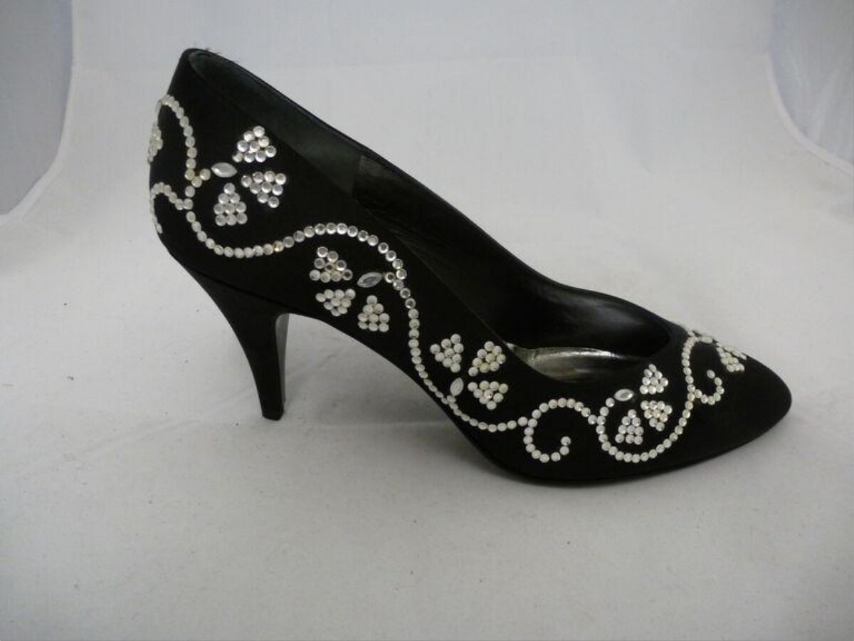 Black Rhinestone Embellished High Heel