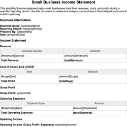 Small Business Income Statement