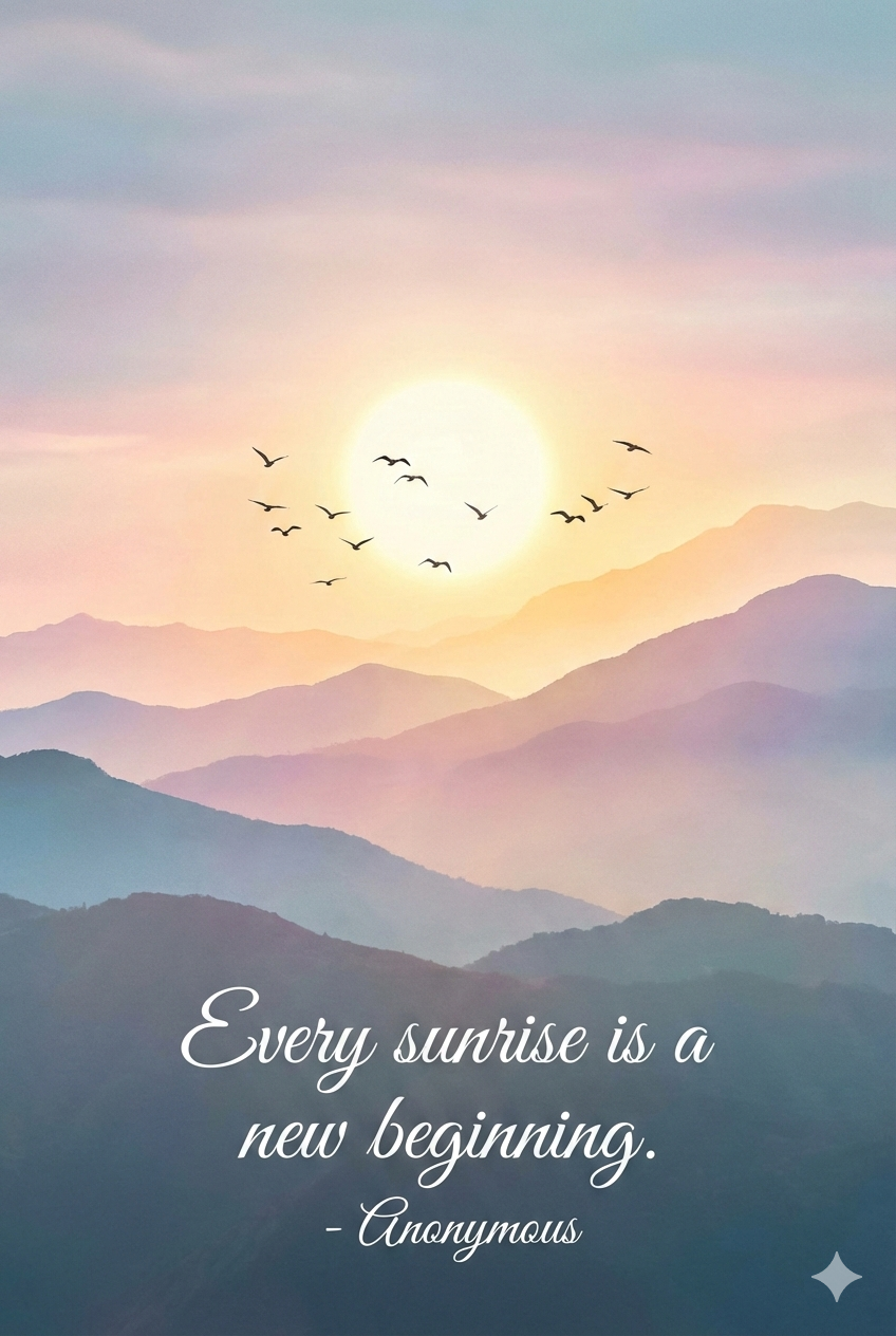 Sunrise Mountain Landscape with Inspirational Quote