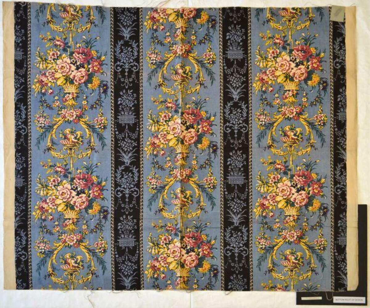 Vintage Floral Striped Textile