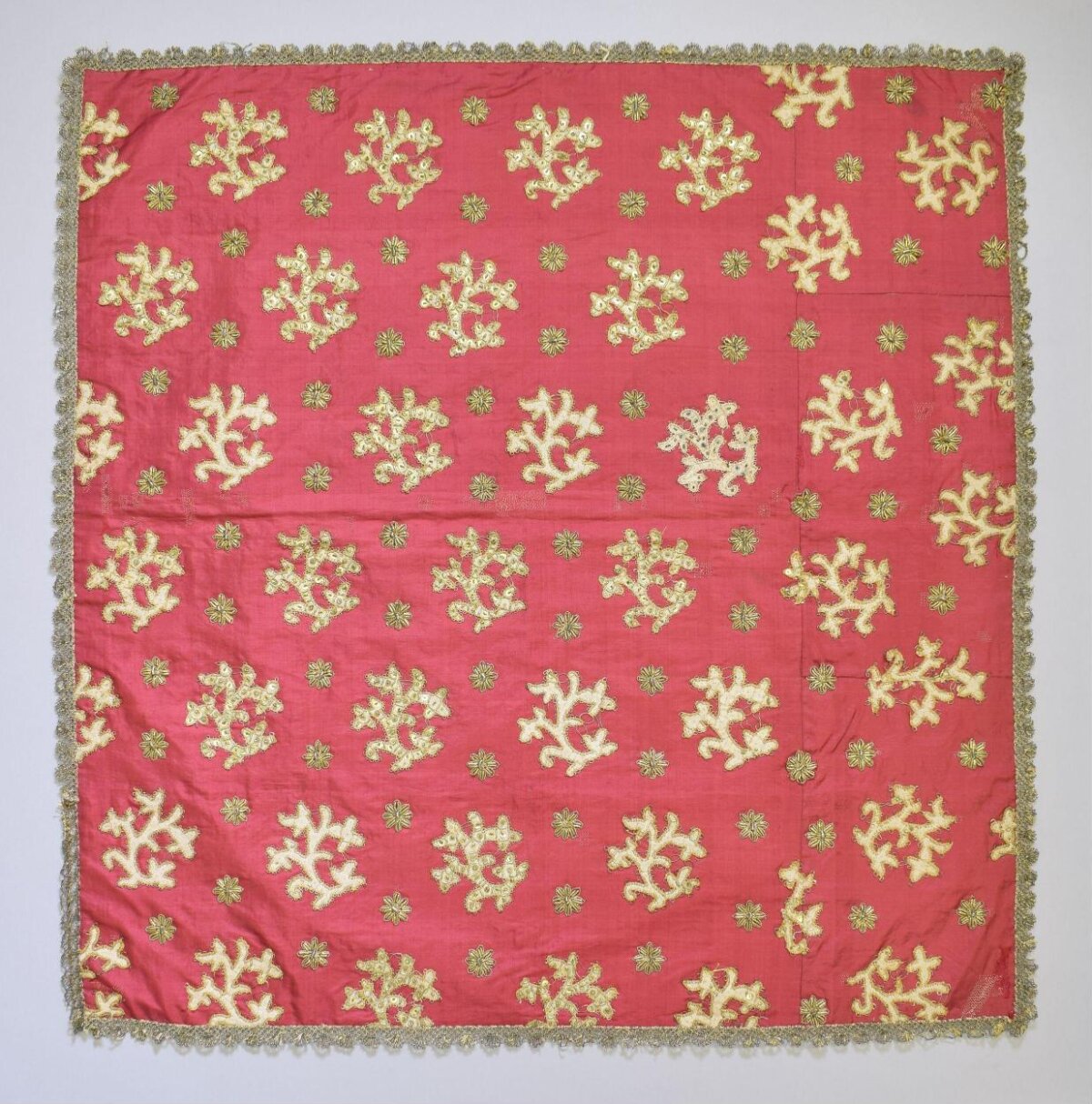 Traditional Red Gold Embroidered Textile