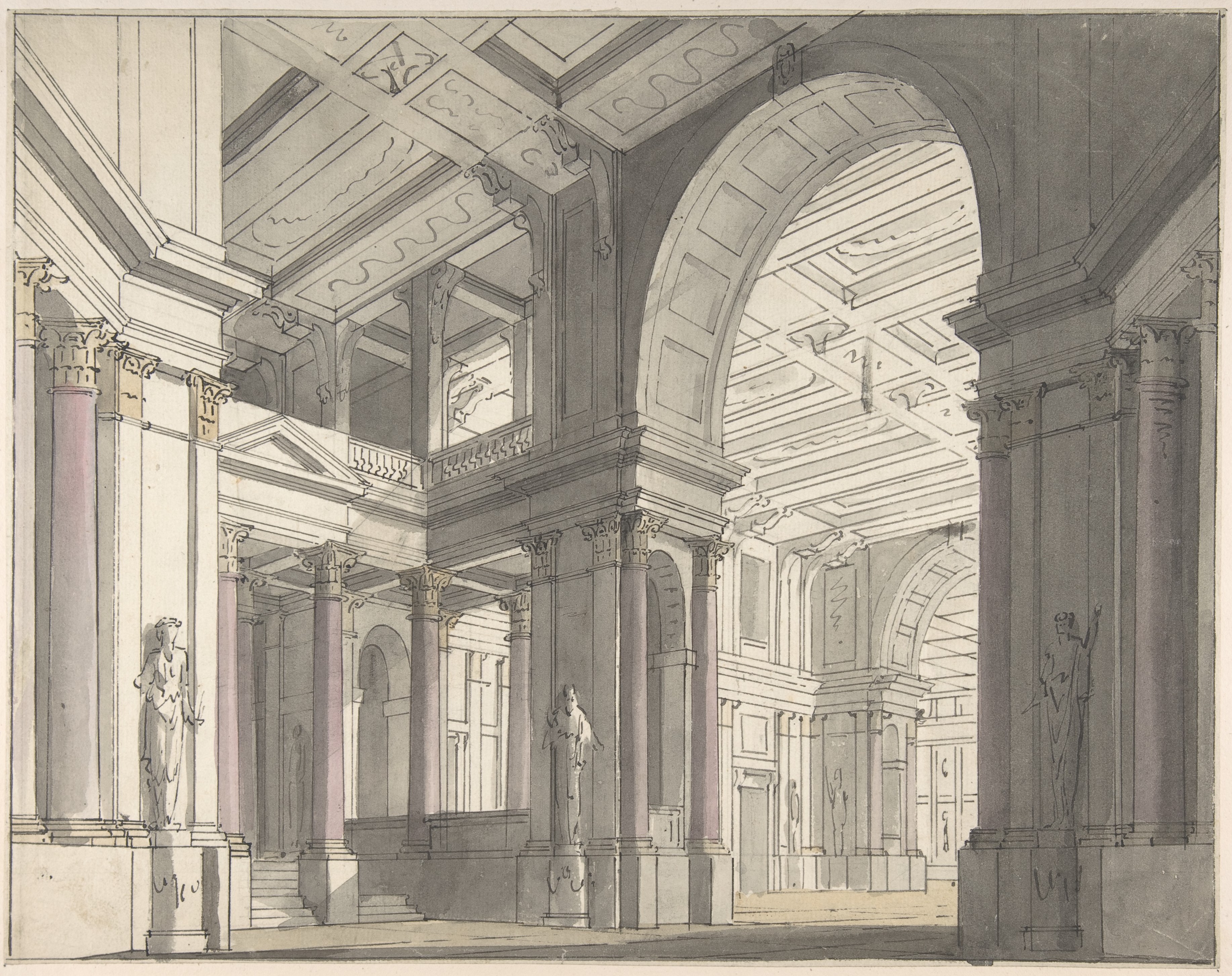 Classical Interior Hall Sketch